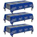 Childom 3 Pack Graduation Tablecloth, Graduation Decorations Class of 2026 Graduation Party Decorations, 54"x108" Blue and Gold Plastic Table Cloth Disposable Rectangle for Home, School, Party Supplies