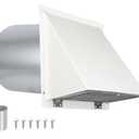 6 Inch Hooded Wall Vent with Screen and Damper,6 Inch Exhaust Vent Cover Cap for Outdoor Kitchen Range Hood Dryer Ventilation,Outside Wall Mount Extractor for House Air Exhaust,Galvanized Steel,White