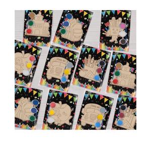 delaimastor 48Pcs Back to School DIY Wood Painting Craft Kits with Cards First Day of School Blank Unfinished Wooden Shapes Slices for Boys Girls Back to School Gifts Bulk, Set of 3