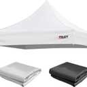 10x10 Canopy Replacement Top for Pop Up Canopy Tent - 4 Drainage Holes10x10ft Canopy top Suitable for Most of The Standard Canopy(top only, White)
