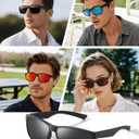 Polarized Sunglasses for Men Womens, Mens Sunglasses UV Protection, Black Square Sun Glasses Driving Fishing Golf (A01- Matte Black/Gray Lens)