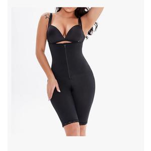 Shapewear for Women Open Bust Body Shaper Zip Up Front Lace Trim Thigh Slimmer Tummy Control Bodysuit, L