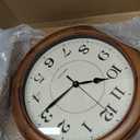Kesin Wall Clock Wood 14 Inch Silent Wall Clocks Large Decorative Battery Operated Non Ticking Analog Retro Clock for Living Room, Kitchen, Bedroom (Brown)