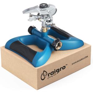 Lawn Sprinkler with Metal Head - 360 Degree Pulsating Garden Water Sprinkler for Lawn - Waters up to 85 feet in Diameter, Adjustable Spraying Area and Distance