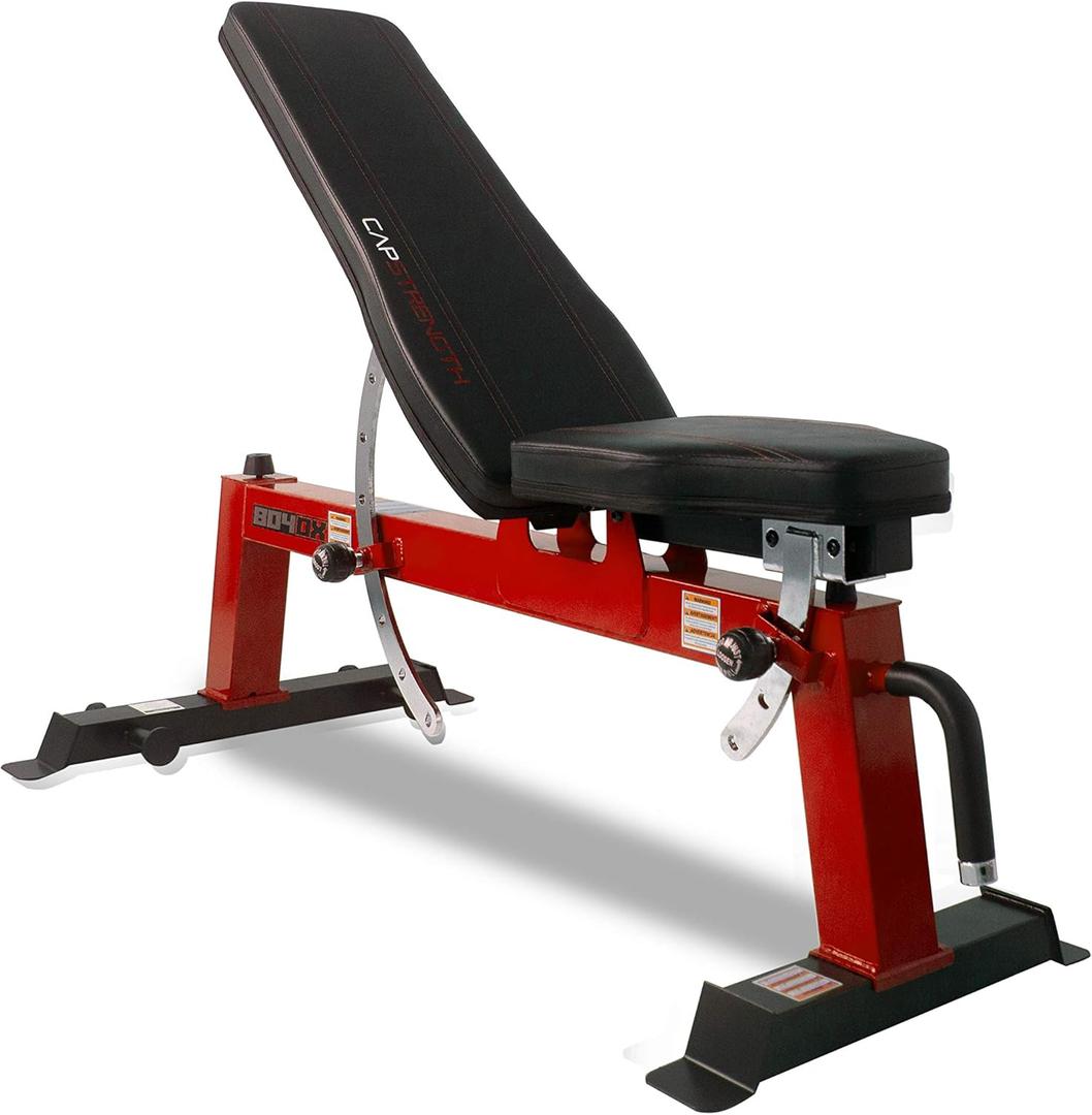 CAP Barbell Deluxe Utility Weight Bench Color Series (Red, Square Backpad)