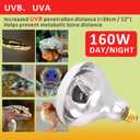 Aiicioo UVB Reptile Light 160W - UVB Light Bulb for Reptile Mercucry Vapor Bulb Heat Basking Lamp Bulb Full Spectrum UVA UVB All in One Sun Lamp for Bearded Dragon Lizard Turtle