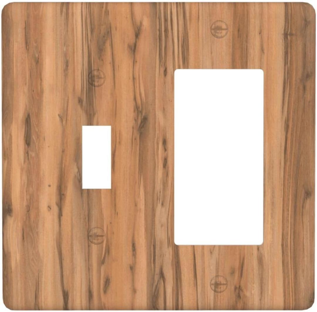 Outlet Covers Warm Brown Faux Wood Grain 1 Toggle 1 Rocker Combo Electrical Wall Plate Decorative Switch Plate Covers Light Switch Cover Plate For Farmhouse Cabin Decor