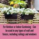 LaLaGreen Railing Hanging Planters (2 Pack, 16 Inch) Large Black Metal Strawberry Flower Pots Outdoor Countryside Modern Rectangle Succulent Planter with Drainage Holes Hanger Balcony Deck Fence Porch