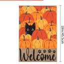 Fall Pumpkin Welcome Garden Flag 12x18 Inch Black Cat Double Sided Autumn Decor Thanksgiving Holiday Yard Flags Outdoor Decorations
