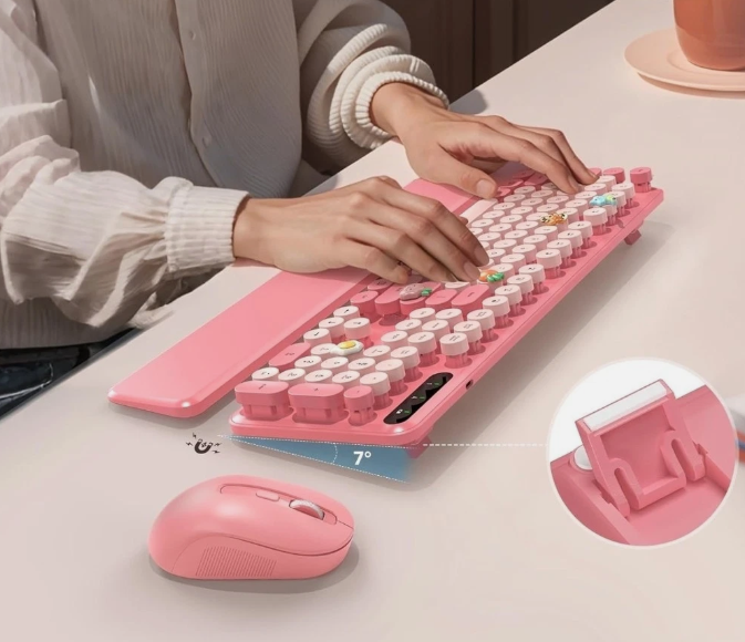 KC302 Pink Wireless Keyboard and Mouse Combo