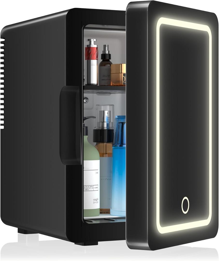 Mini Fridge 6L for Bedroom, Makeup Little Refrigerator with LED Light Portable Cosmetic Fridge for Dorm and Office, Desk Personal Cooler for Beauty Skincare Product and Food, Black