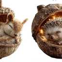 3D Forest Animal Acorn Ornaments, Cozy Forest Christmas Ornaments and Crafts, Lovely Sleeping Animal Resin Hanging Decor, 3D Rustic Nature Themed Christmas Tree Decoration