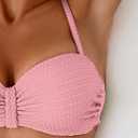 ZAFUL Women Push Up Bandeau Bikini Top Strapless Swimsuit Solid Twist Front Bathing Suits Tube Top (Large, 2-pink)