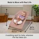Ingenuity Stow & Go Compact Folding Baby Bouncer – Cashmere, Lightweight Portable Seat with Vibration & Toy, Under 5 lbs