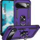 Pixel 10 Pro XL Phone Cover with Ring Kickstand [Heavy Duty Protective Cover] Full Body Military Grade Shockproof Case for Google Pixel 10 Pro XL Phone Cases Purple