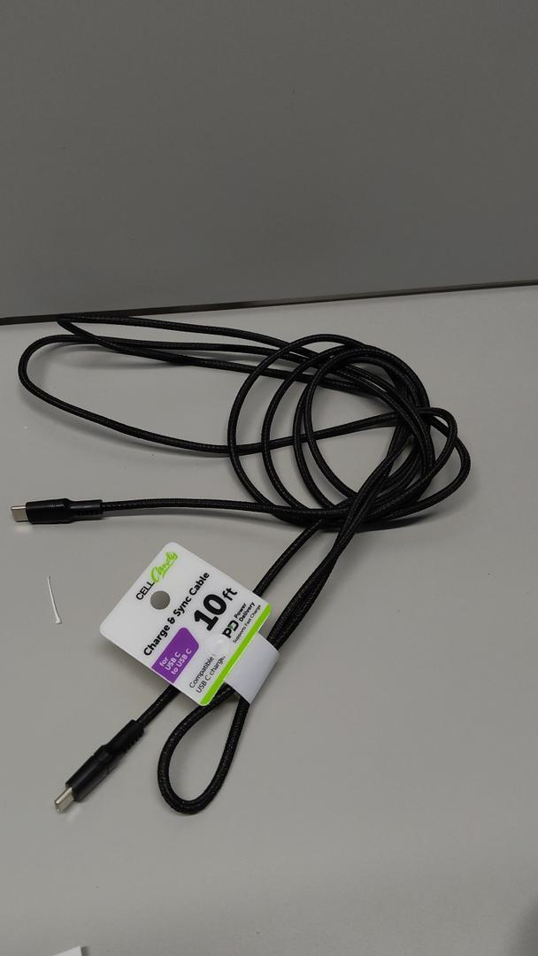 CellCandy USB 10 Ft C to C Braided Cable Black
