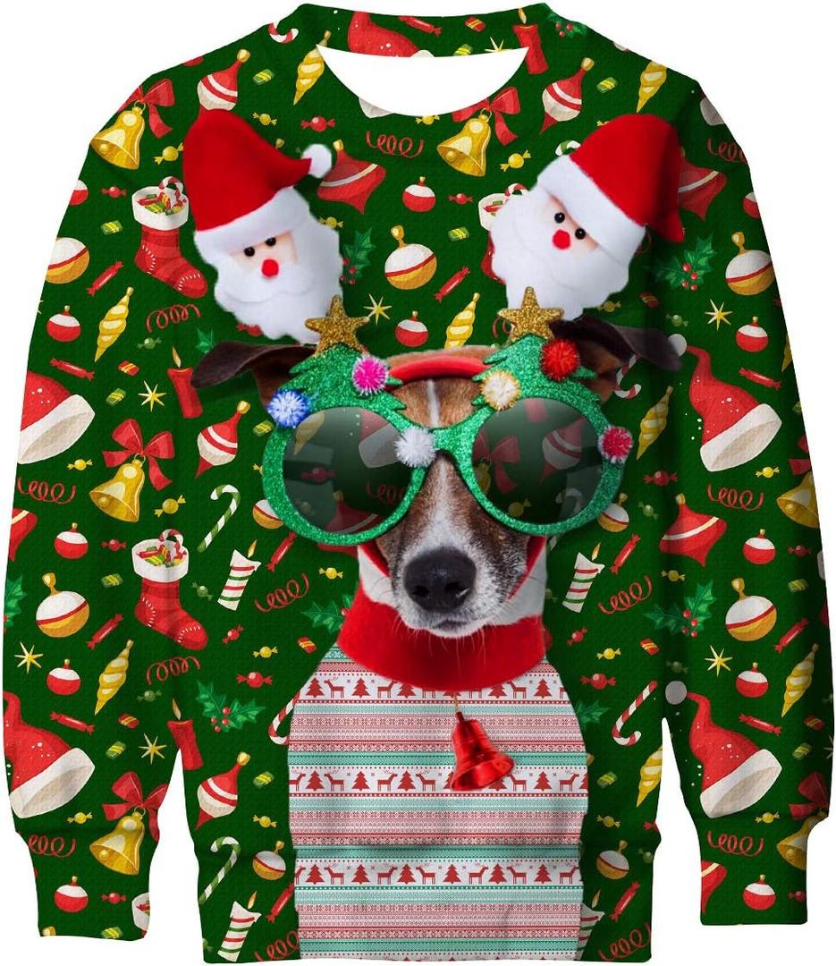 Lovekider Boys Christmas Ugly Sweater, Kids Funny 3D Xmas Sweatshirt Inner Fleece Pullover, Size: 4-5T