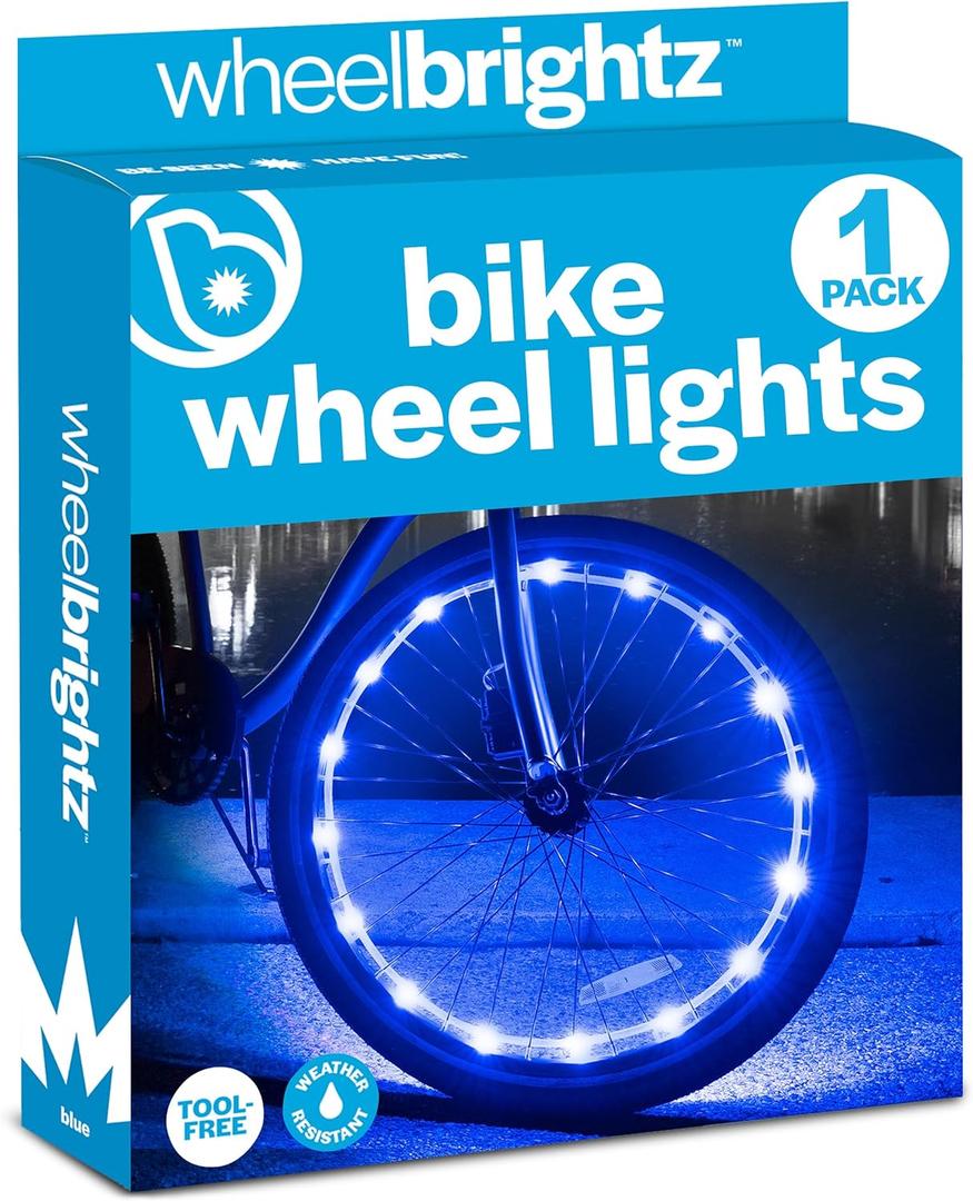 Brightz WheelBrightz LED Bike Wheel Lights - 2025 Edition with Superior Straps & LED-Weatherproof Shield! 14 Colors - Unmatched Durability, Visibility & 48+ Hours of Dazzling Illumination (Blue)