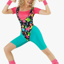 Morph 80s Workout Outfit for Women 90s Retro Workout Outfits 80 s Aerobics Outfit Halloween Costume for Womens XL