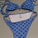 SweatyRocks Women's Bathing Suits Floral Print Triangle Bikini Set Spaghetti Straps Two Piece Swimsuits Floral Blue Small