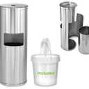 Alpine Stainless Steel Disinfecting Wipes Dispenser Floor Stand - Large Capacity Gym Wipes Dispenser with Trash Can, Smudge Resistant Coating Sanitizing Stand - Disinfectant Wipes Container Included