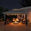 Garvee 13x13FT Pop Up Gazebo with Mosquito Netting, Outdoor Canopy Tent Easy Setup for Backyard Patio Garden Deck, Grey