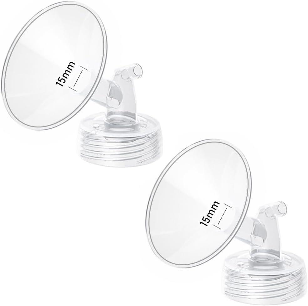 2pcs 15mm Flange Compatible with Spectra S1 S2 9 Plus Synergy Gold Ameda MYA Motif Luna Breast Pump, Replacement to Spectra Pump Parts, Breast Pump Shields 15mm Replace S1 S2 Parts