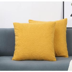 TangDepot Pack of 2 Luxury Faux Shearling Fluffy Throw Pillow Covers, Square Pillow Covers, Indoor/Outdoor Pillowcases - (14"x14" 2 Pieces, A19 Yellow) TangDepot Pack of 2 Luxury Faux Shearling Fluffy Throw Pillow Covers, Square Pillow Covers, Indoor/Outdoor Pillowcases - (14"x14" 2 Pieces, A19 Yellow)