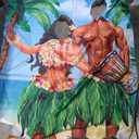 6 x 4 ft Hawaiian Photo Props Banner Tropical Luau Tiki Couple Door Banner Aloha Party Decorations Fabric Luau Photo Booth Background Aloha Tiki Backdrop for Beach Party