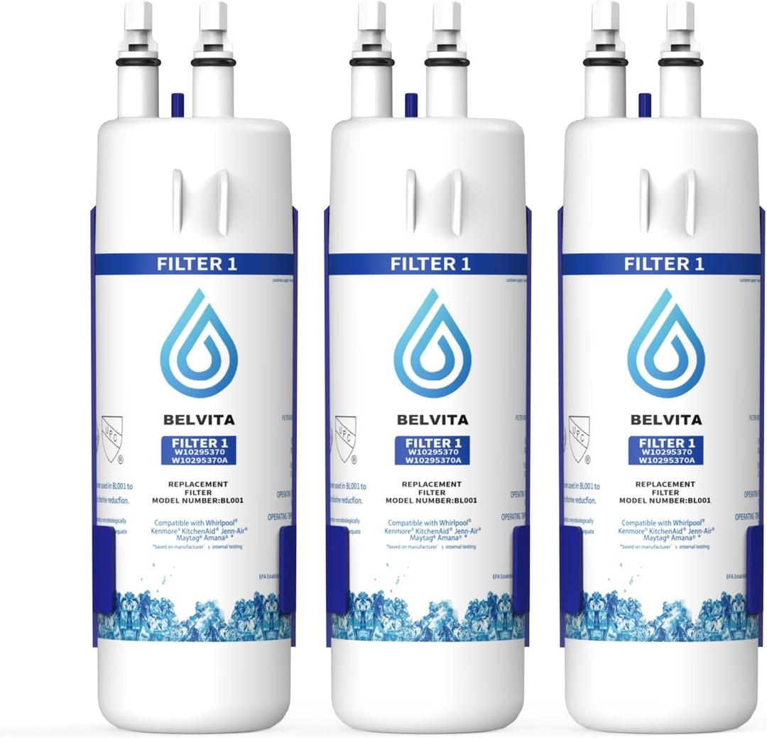 BELVITA Refrigerator Water Filter Replacement for EDR1RXD1, W10295370A, Filter 1, Compatible with Kenm0re 46-9081, 46-9930, P4RFWB, P8RFWB2L(3 PACK)