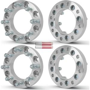 OCPTY 4PCS 8x180 to 8x6.5 Wheel Spacers Adapters 1.5" inch 14x1.5 Studs 130mm Hub Bore Forged Wheel Spacers Adapters 8 Lug fit for Sierra 2500 HD for Sierra 3500 HD for Silverado 2500