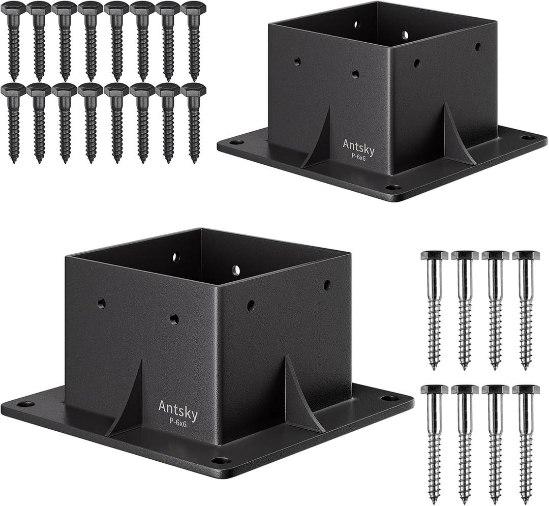 6×6"(Actual: 5.5×5.5inch) Post Stainless Steel Flange Anchor Base with Screws for Deck Railing, 2Pack