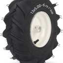 GICOOL 13x5.00-6" Tubeless Tiller Tire and Wheel, 1" Axle Size, 3-1/8" Centered Hub, 13x5-6 Agriculture Super Lug Tractor & Trencher Tire Replacement, 1 Pack