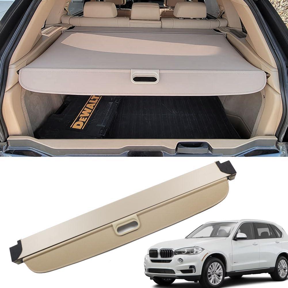 for BMW X5 E70 2007-2018 Cargo Cover 2017 2018 for BMW X5 Accessories Upgrade Version Beige Retractable Trunk Cover Security Shield Shade (Beige)