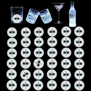 LED Coaster White,36 Pack Light Up Coasters,Wine Bottle Lights Coaster Discs for Drinks,Flash Cup Coaster Flashing Shots Light (White)