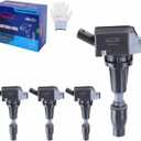 UF764 High-Performance Ignition Coils & Iridium Spark Plugs Set of 4 Compatible with 2015-2019 Hyundai Sonata/Santa Fe/Tucson, Kia Optima/Sorento/Sportage/Stinger (UF764+Spark Plugs)