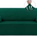 Asnomy Sofa Covers for 2 Cushion Couch Stretch loveseat Covers Slipcovers, Pet Protector Furniture Covers for Dogs Cats Spandex Jacquard Fabric Small Checks MediumBlackish Green