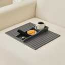 Bamboo Couch Cup Holder Arm Tray TableCouch Drink HolderSofa Cup Holder Armrest TrayAnti-Slip Foldable Arm Chair Table Tray Recliners for Drink,Cups, Snacks, Phone, Remote (Gray)