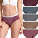 BAMBOO COOL Womens Underwear, Moisture-Wicking Briefs, Soft and Breathable Panties, Mid Waist, 5-Pack (L)