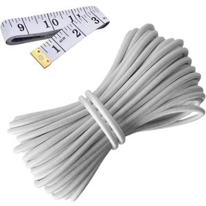 Elastic Cord 1/8 Inch (3MM) x 33FT, White Elastic String Bungee Shock Cord with Nylon Sleeve and Heavy Strength for Crafting DIY Sewing