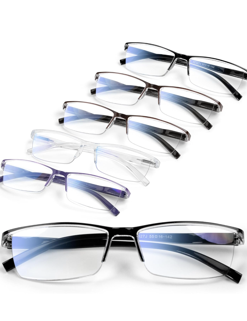 6 pack Executive Style Reading Glasses Men - Durable Readers with 99% Blue Light Blocking - Comfortable Fit with TR90 Frames, Color: Color Mix 1, +1.5