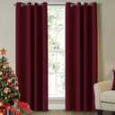 Turquoize Blackout Draperies Curtains for Bedroom Room Darkening Curtains Window Panel Drapes 2 Panels - 52 inch Wide by 96 inch Long Grommet Top Thermal Insulated Blackout Curtains, Burgundy
