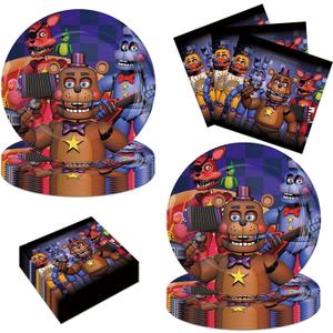 40Pack Five Nights Party Supplies 20 plates, 20 napkins for the Five Nights Birthday party Decoration