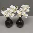 Oairse White Orchids Artificial Flowers Faux Orchid Arrangement with Black Glass Vase Set of 2 Real Touch Phalaenopsis Orchid Flowers Orchid Centerpiece for Dining Room Table