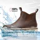 HISEA Men's Deck Rain Boots Saltwater Fishing Booties Waterproof Ankle Rain Boots with High Traction (10, Black)