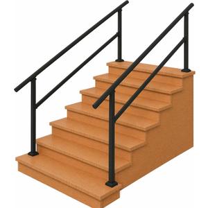 Hand Rails for Outdoor StepsStair Handrail & Indoor Stair Railing KitRailings for Outdoor Steps for Fence & Outdoor Steps (2, Black-Straight, 5 Step)