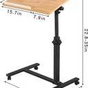 TigerDad Overbed Bedside Desk Mobile Rolling Laptop Stand Tilting Overbed Table with Wheels Height Adjustable Tray Table for Laptop Bed Sofa Side Table (Wood), 15.7 X 13.7 X 23.6-35.3 Inches
