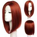 Short Bob Copper Red Wigs for Women Neck Length Full Wig Natural Honey Red color Looking with Wig Cap(12 inch)