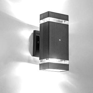 Modern Outdoor Wall Light Dusk to Dawn Sensor Exterior Light Fixture Wall Mount Waterproof Anti-Rust Rectangle Up and Down Black Sconces for Porch Patio House Outside Entryway Cool White