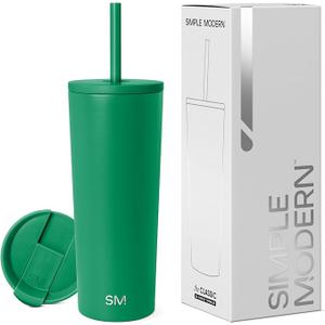 Simple Modern Insulated Tumbler with Lid and Straw | Iced Coffee Cup Reusable Stainless Steel Water Bottle Travel Mug | Gifts for Women Men Her Him | Classic Collection | 24oz | Kelly Green